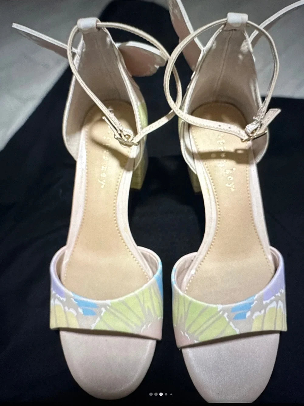 Copper Key Pastel Floral Block Heel Sandals in Pink, Yellow, Lavender